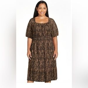 NWT! Terra & Sky Women's Plus Size Brown Latte Smocked Mesh Dress size 4X